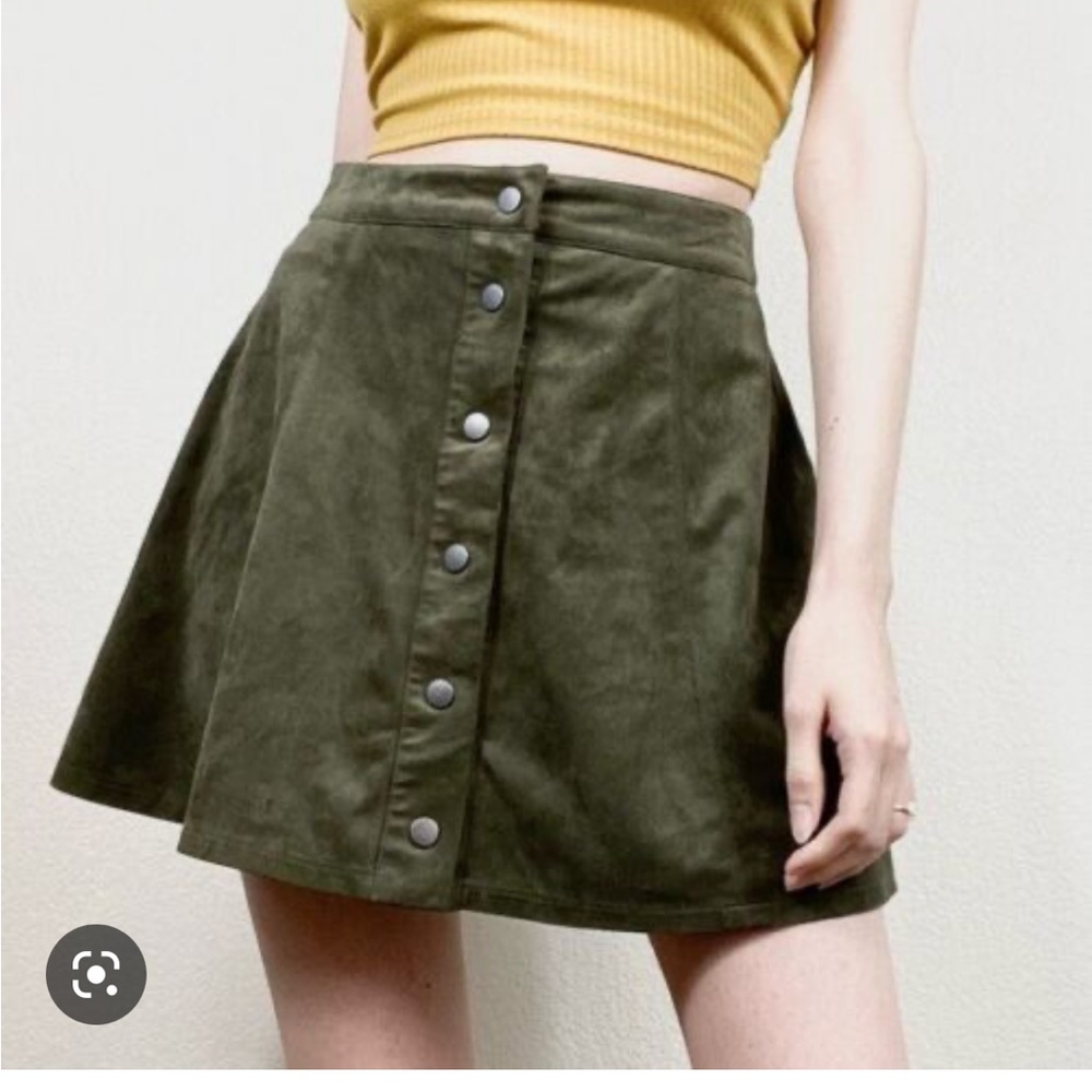 forever 21 green suede skirt